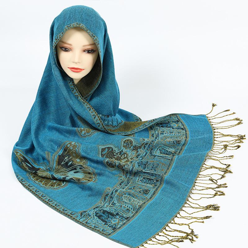 Spring and Autumn Jacquard Polyester Shawl Decorative Long Scarf Women's Large Size Scarf Two Tassel Headscarf