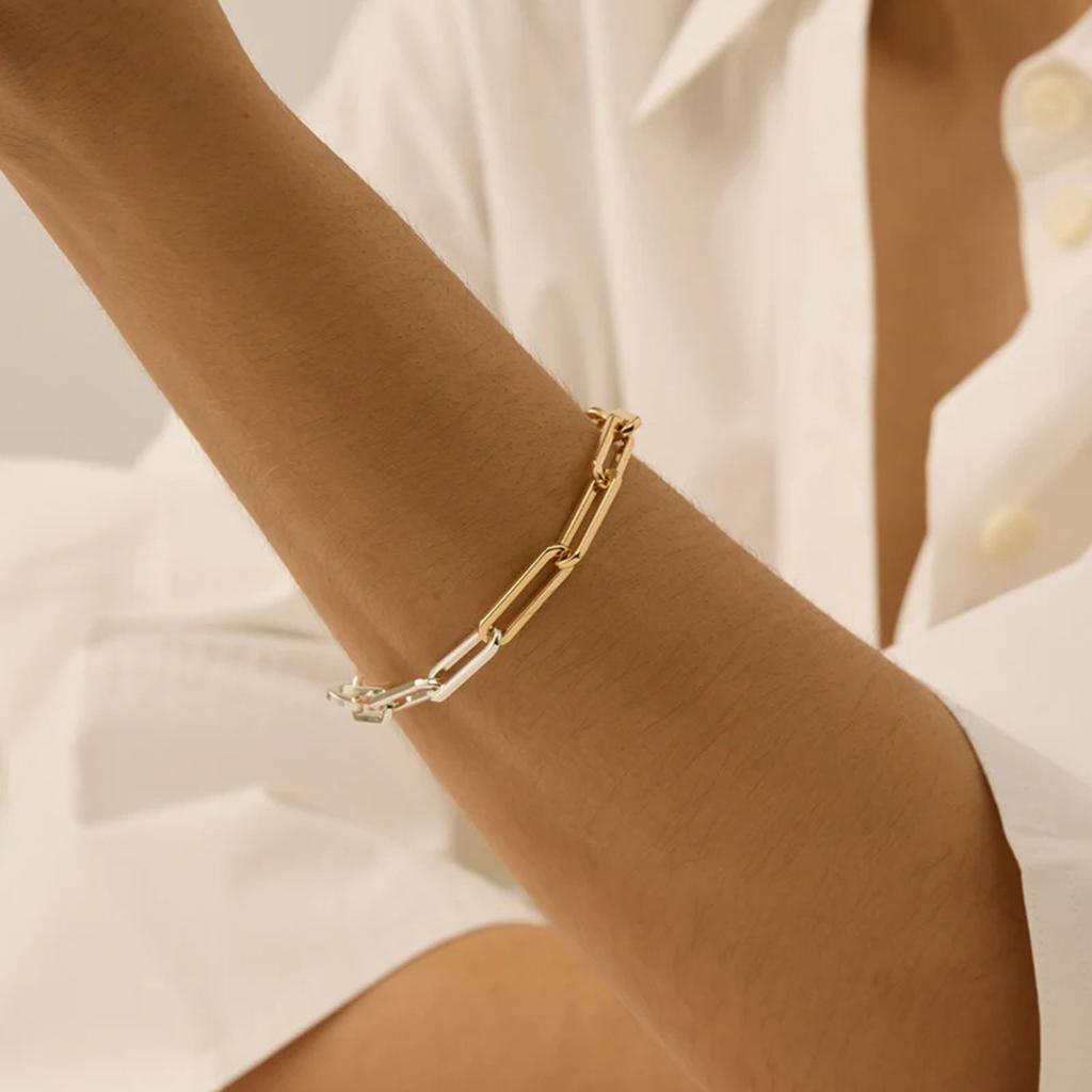 Yori Gold Silver Mix Color Block Paperclip Chain Bracelet Waterproof Stainless Steel Arrivals Popular Jewelry Wholesale