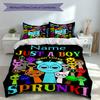 3pcs Custom Name Game Sprunki Set,Includes 1 Duvet Cover and 2 Pillowcases,All-season Bedroom Decor
