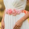 Orange-Beige Handmade Pearl Rose Waist Belt for Bridal Dress Photoshoot