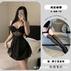 Night cat sexy lingerie robe suspender deep V chest pad with steel rim pajamas women's hot uniform nightdress set