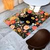 Charming Black Cat Doormat - Vibrant Floral Design for a Whimsical Home Entrance, Perfect for Adding of Playfulness Indoors