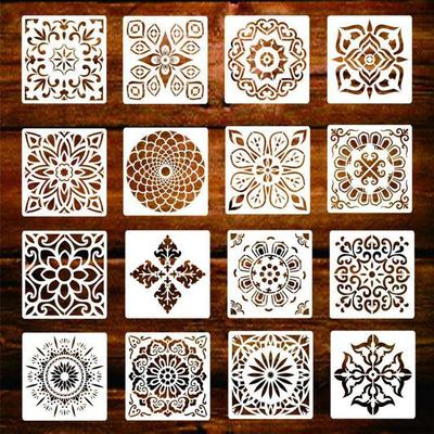 16 Stücke Handwerk Präge Vorlage Wand Mandala Malerei Schichtung Schablonen DIY