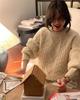 Women's Korean Niche Cozy Autumn/Winter Cable Knit Round Neck Loose Pullover Sweater