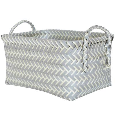 Washable Storage Basket with Handles, Gray/White