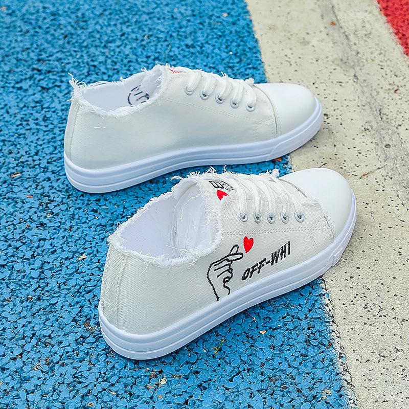 2025 Summer New Canvas Shoes Womens Student Flat Korean Version Little White Shoes Comfortable And Breathable Womens Sneakers