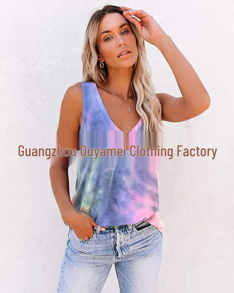 2024 Women's Sleeveless Loose Casual Gradient V-Neck Vest Top