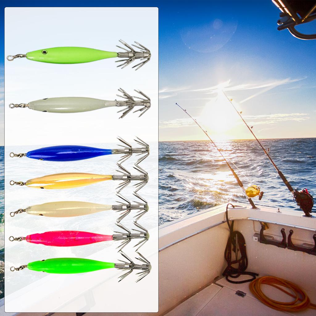 10Pcs Shrimp Lure Bait Squid Jig 3.6g Luminous Squid Jig Octopus Cuttlefish Hook Glow Jig Hooks for Saltwater Fishing