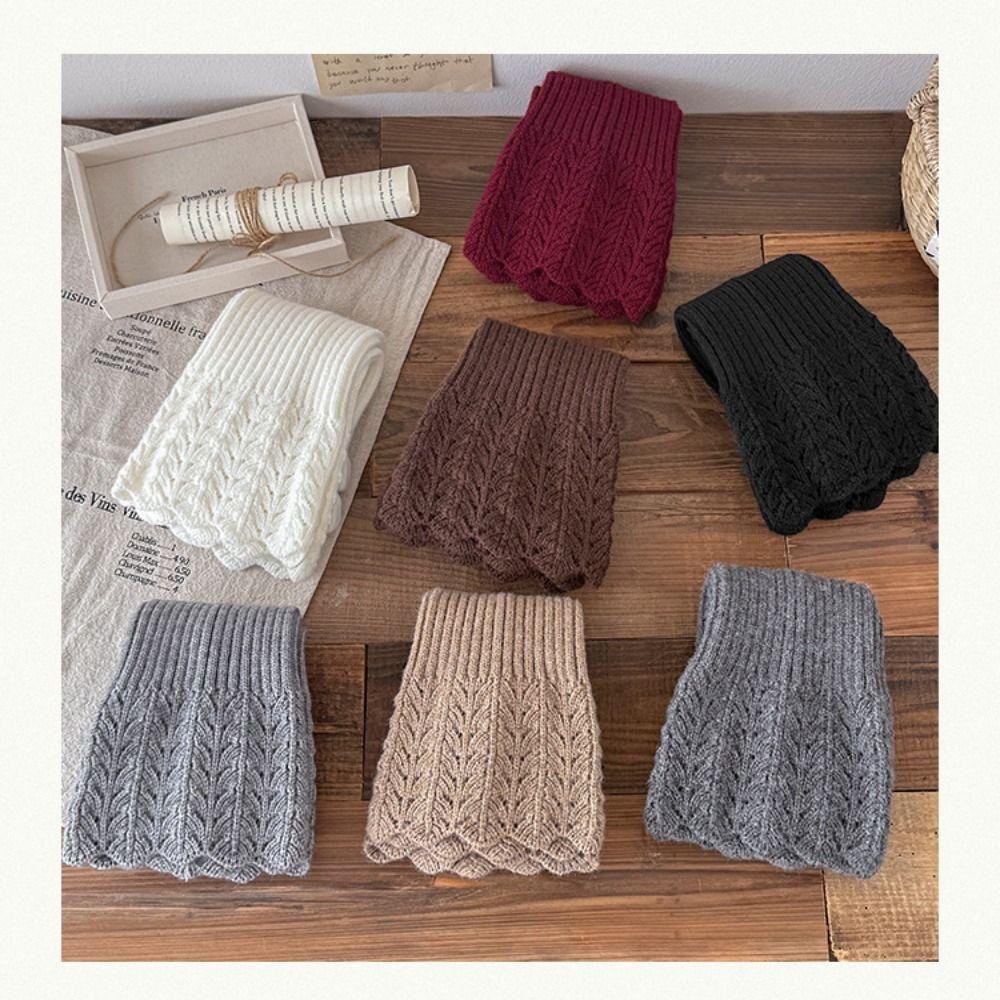A Pair Cotton Material Boot-Fit Sock Covers Retro Style Heavy-Duty Knitted Knitted Sock Covers Thickened Warm Stretchable