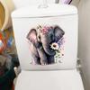 Beautiful Colored Baby Elephant Toilet Seat Stickers Self-adhesive Animal Stickers Toilet Bathroom Decoration Water-proof Decal