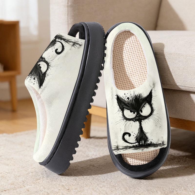 Cartoon Linen Cotton Slippers for Men & Women - Spring, Summer, Autumn 38-39