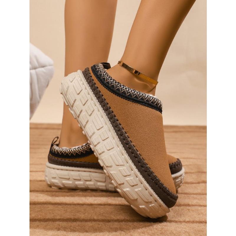 Women Plus Size Ankle High Platform Snow Boots Winter Lug Sole Slouchy Style Fleece Lined