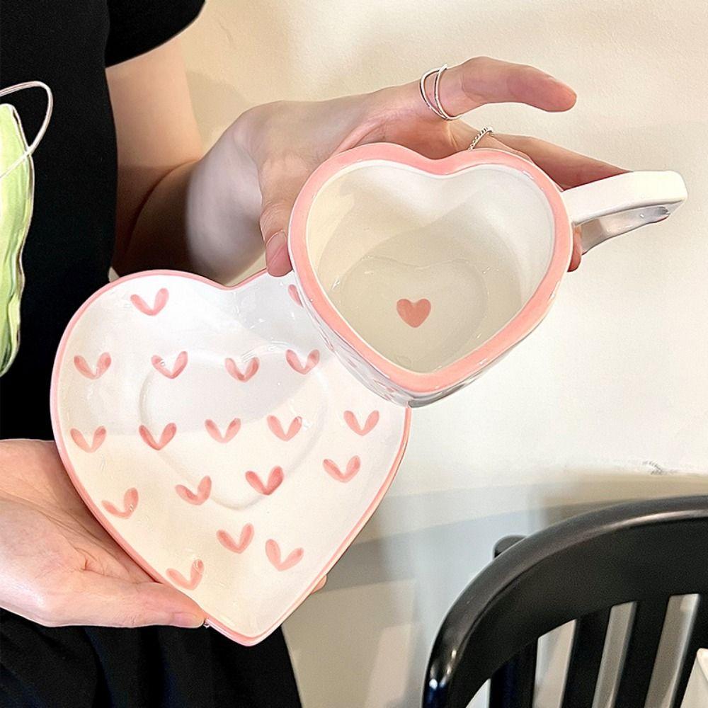 Sweet Ceramic Mugs 250ml Tea Milk Cups Multiple Uses Love Heart Cup  Kitchen