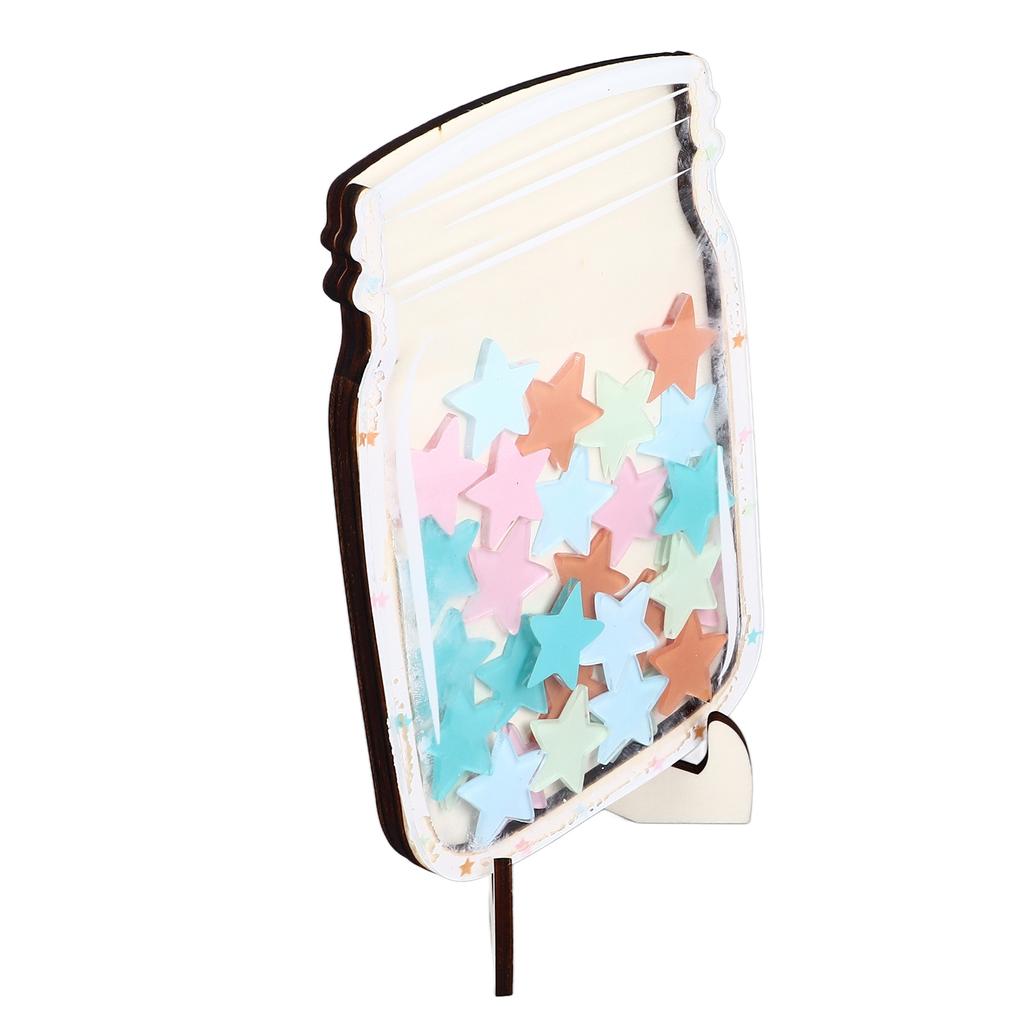 Star Reward Jar 30 Colorful Star Safe Sturdy Wood Stable Stand Routine Training Kids Reward Board for Home Education