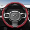 Steering Wheel Cover for, Wave-Shaped Sporty Design, Breathable Leather, Segmented, Non-Slip, Sweat-Absorb