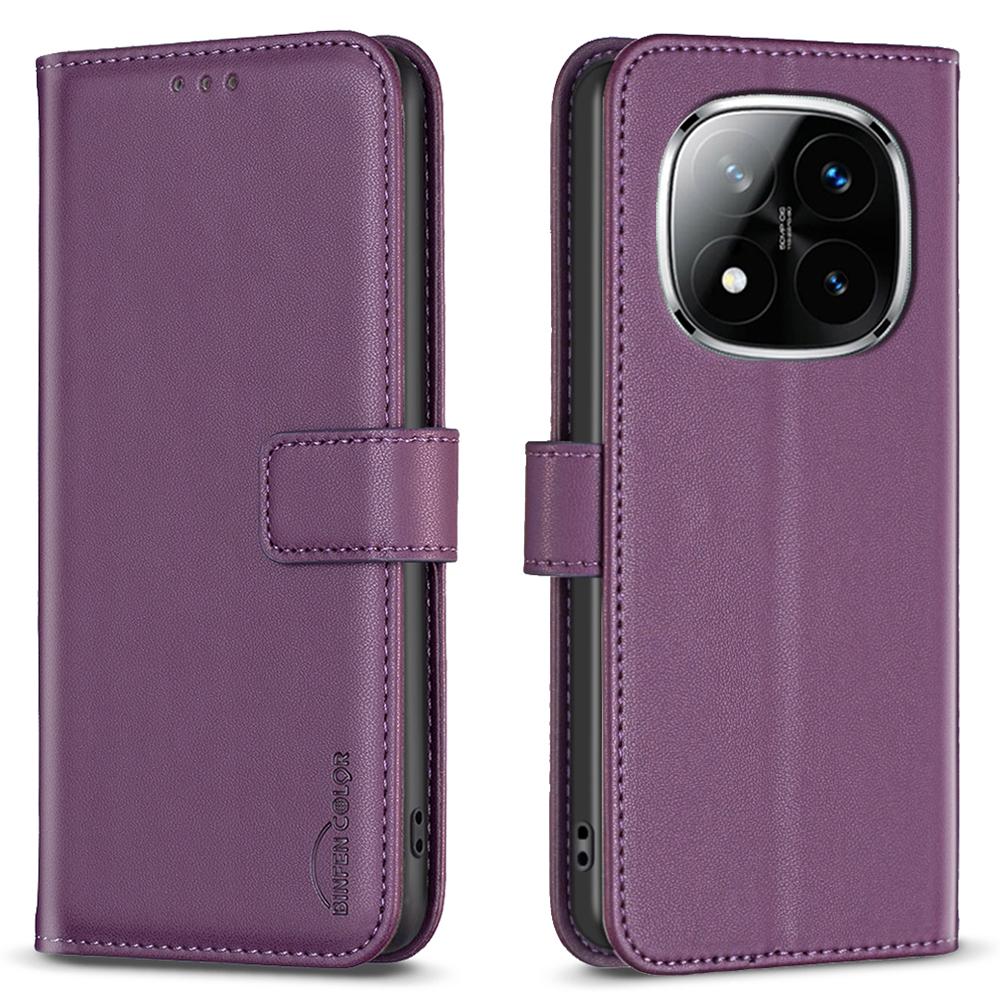 

BINFEN COLOR BF17 For Xiaomi Redmi Note 14 Pro 4G Case Wallet Folio Flip Leather Cover Dark Purple