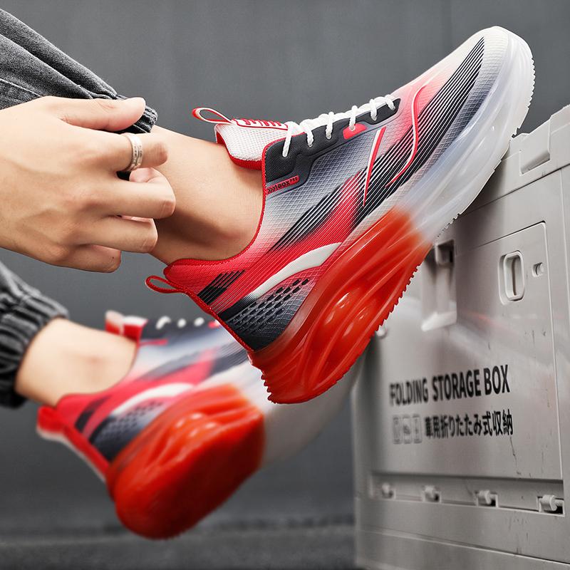 Men’s Red Sports Shoes Running Sneakers Summer Students Large Size Basketabll Shoes Thick Sole Shoes