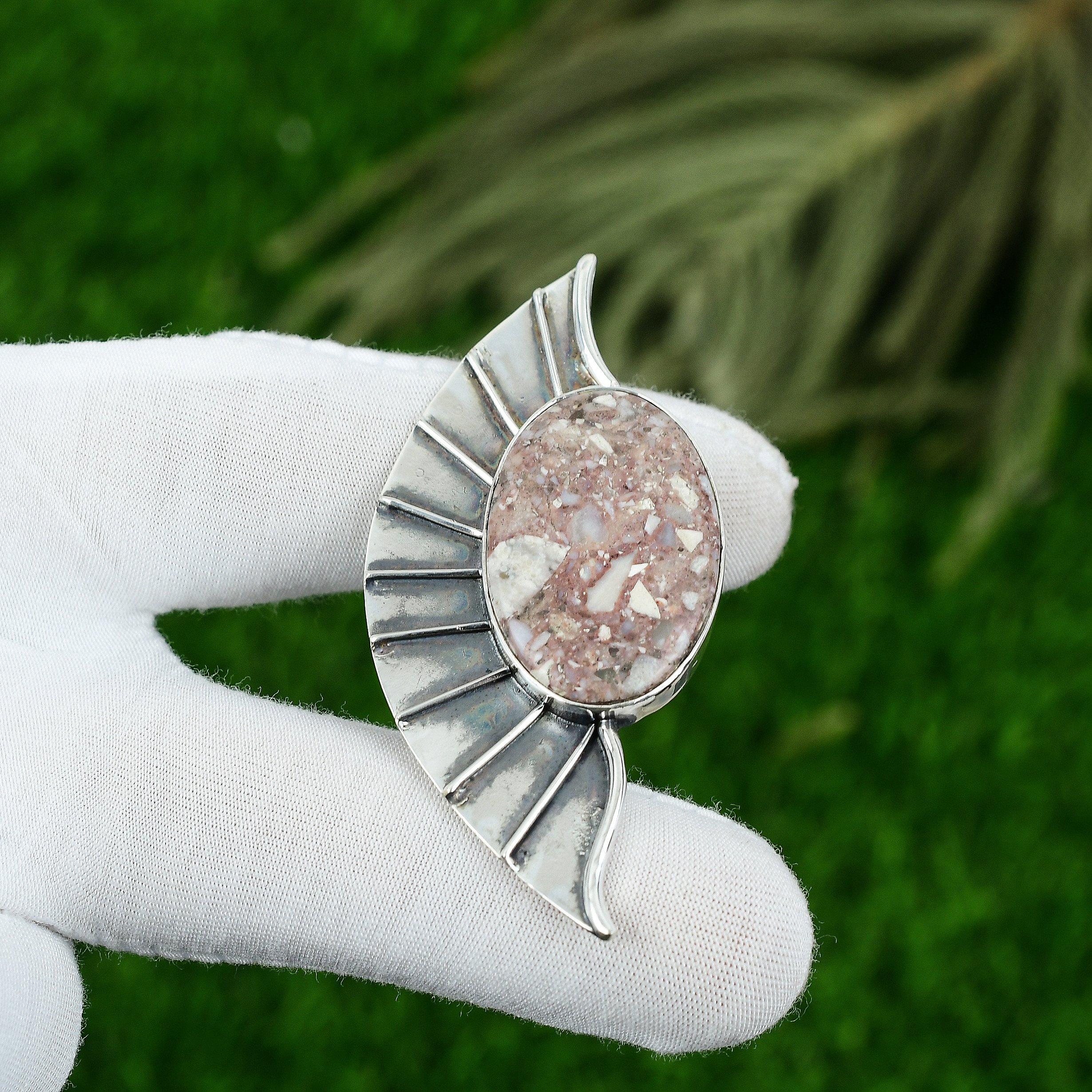 Oval Natural Red Brecciated Mookaite Mother Pendant Jewelry 925 Sterling Silver