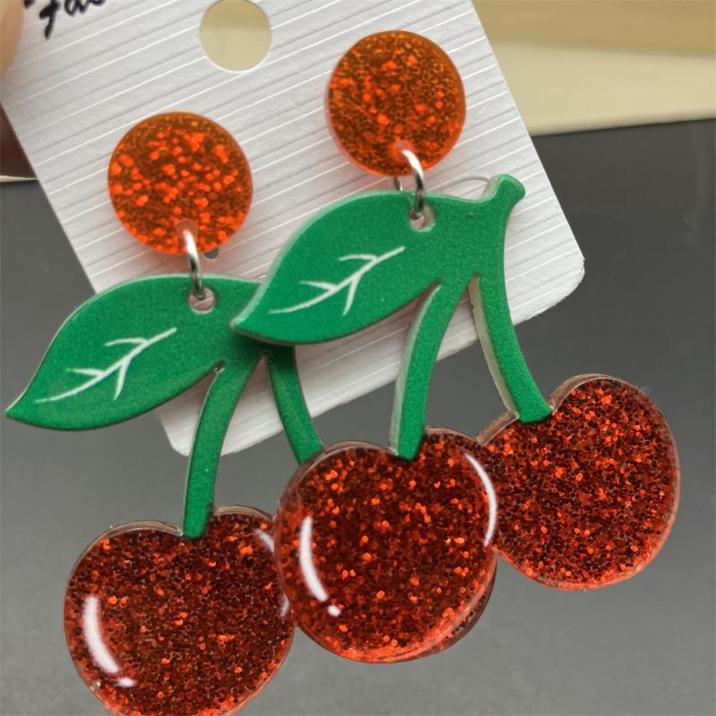 Neue süße Fruchtohrringe Mango Erdbeere Wassermelone Fruchtohrringe Funkelnde Acryl-Ohrringe Schmuckzubehör Geschenke