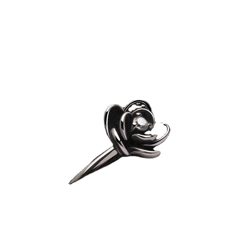 Zhenrong Creative 925 Silver-Plated Rose Diamond Flower Engagement Ring - Women's European & American Fashion