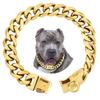 Titanium Steel Dog Chain Collar Harnesses 15mm Stainless Steel Gold Collar 19mm Silver for Small Dogs Pet Products Supplies