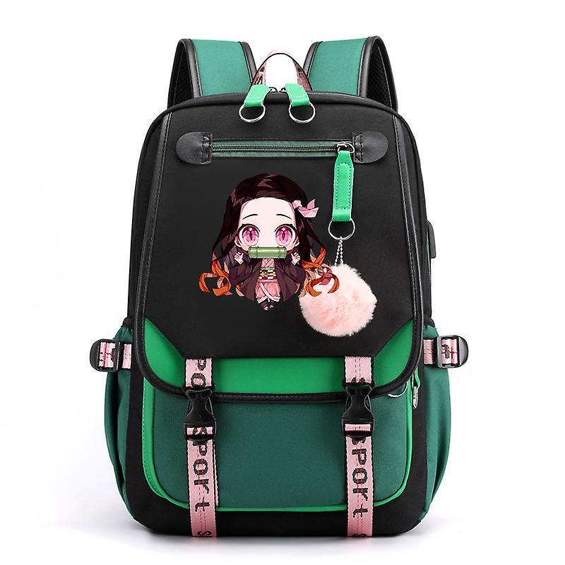 Japan cartoon comics Demon Slayer Large Capacity Backpack for Teenagers and Students USB Interface Laptop Bag 0007
