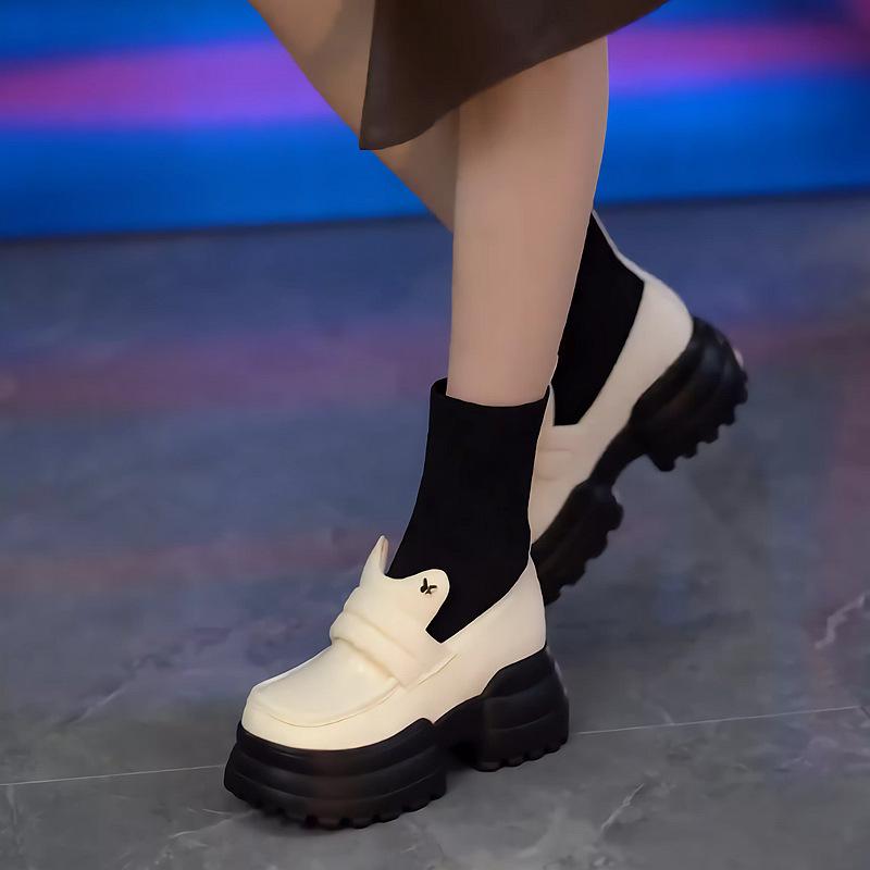 Thick-soled inner height-increasing short boots women's spring and autumn single boots women's new muffin small high-heeled socks boots women