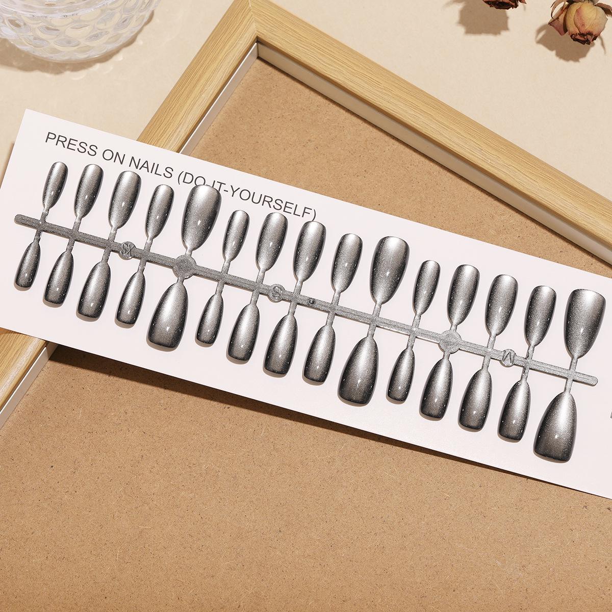 

Черная серия: 30 готовых накладных ногтей, короткие-средние зауженные миндалевидные