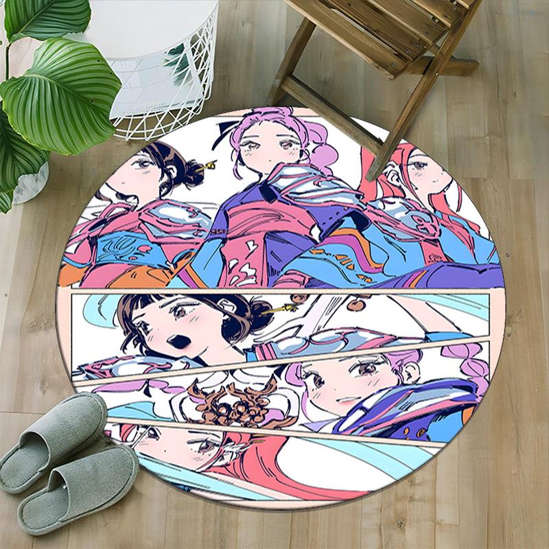 1pc KPop Demon Hunters10 Print Round Carpet Chair Round Carpet Suitable for Bedroom Living Room Home Decorative Carpet