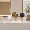 Copper-Toned Metal Sculpture with Marble Base Eye-Catching Table Art Decoration