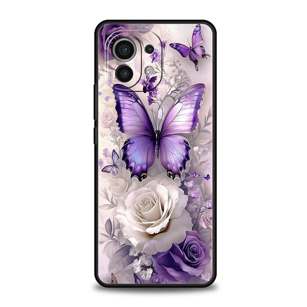 Blumen- und Schmetterlingsmuster Hülle Für Xiaomi Mi 15 14 13 12 11 Lite 14T 13T 12T 11T Pro Poco X7 X6 X5 X3 Pro F6 F5 F4 Abdeckung