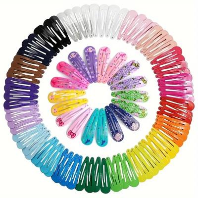 10/50Pcs Snap Hair Clips Candy Color Glossy 5cm/2in No Slip Metal Hair Pins Clips Barrettes Accessories for Baby Girls Hairpins