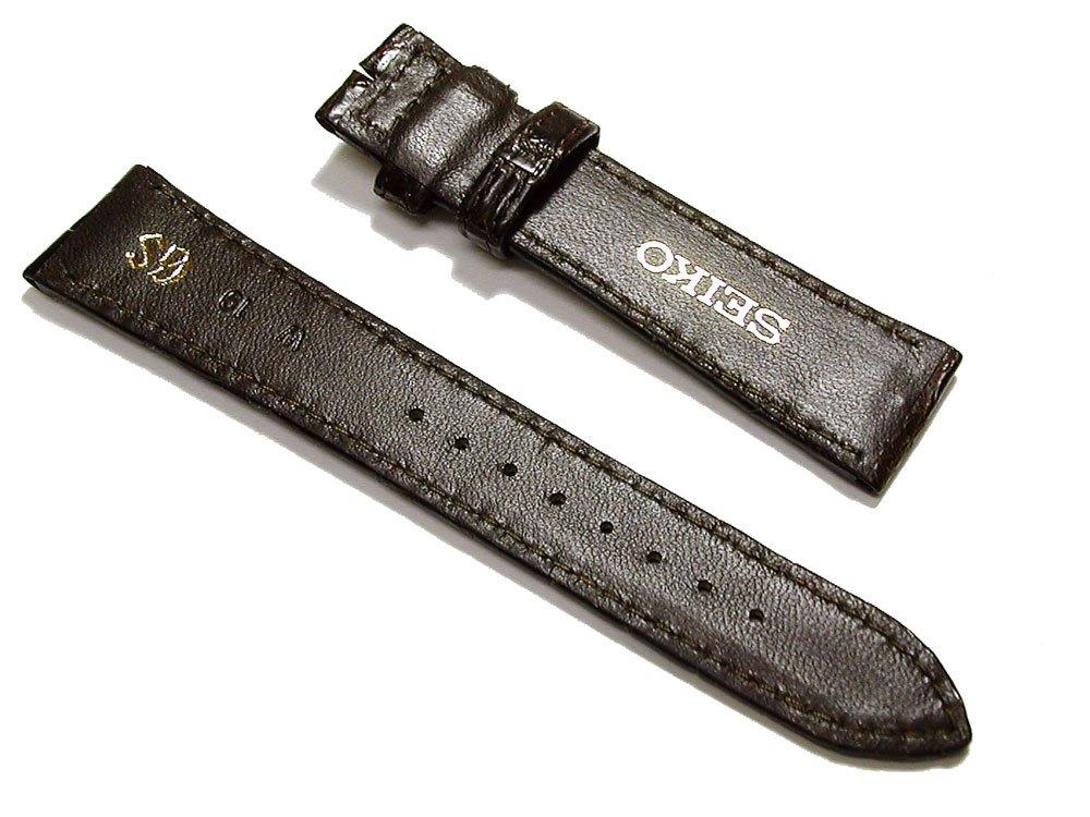 Seiko 19mm Grand Seiko Genuine Watch Crocodile Dark Band, Leather, Brown, DEA4AW, Men's