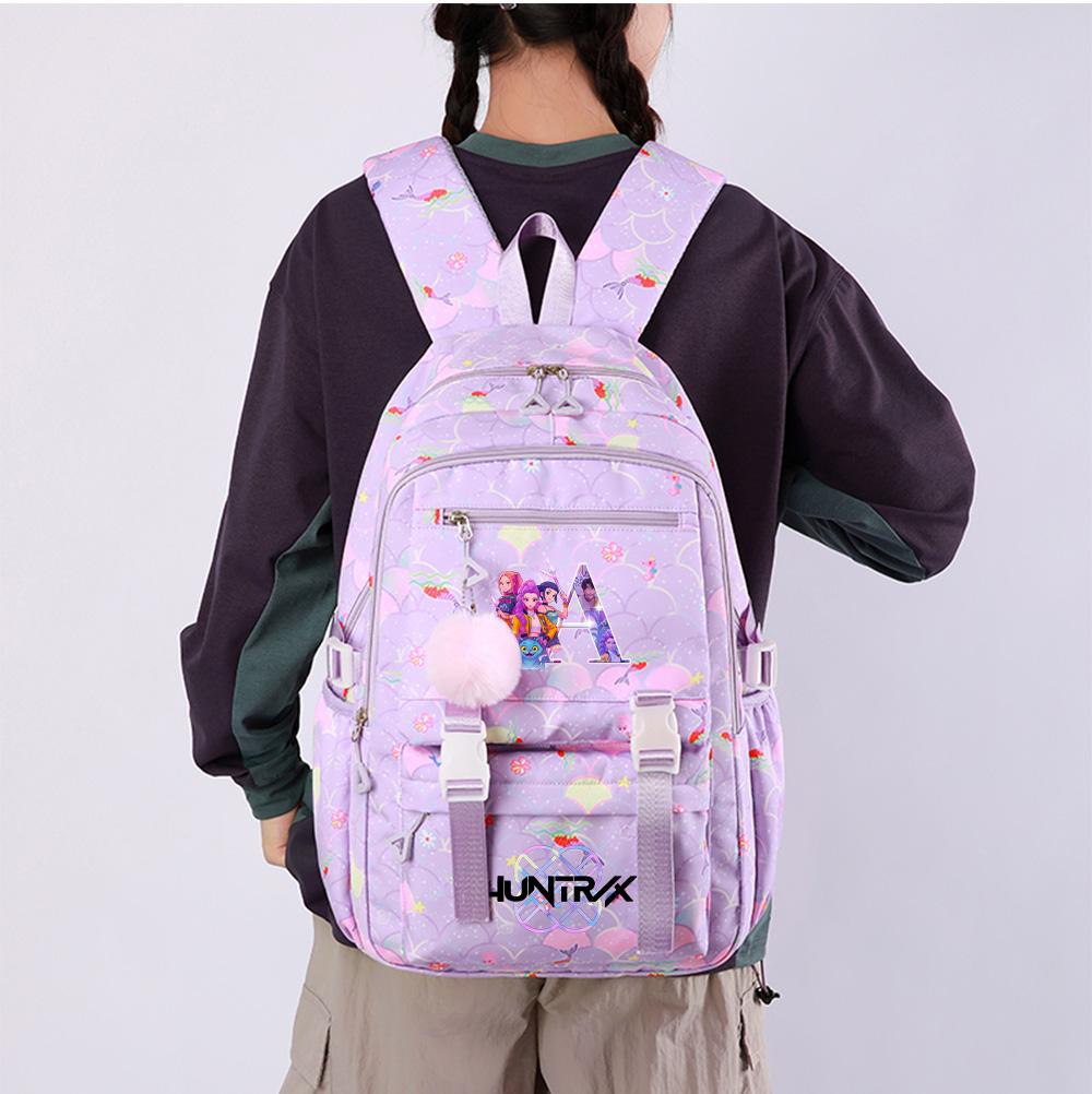 Anime 26 English Letters Printed Backpack Schoolbag for Teenager Student Girl Boy Bookbag Large Capacity Waterproof Travel Bag Gift Mochila