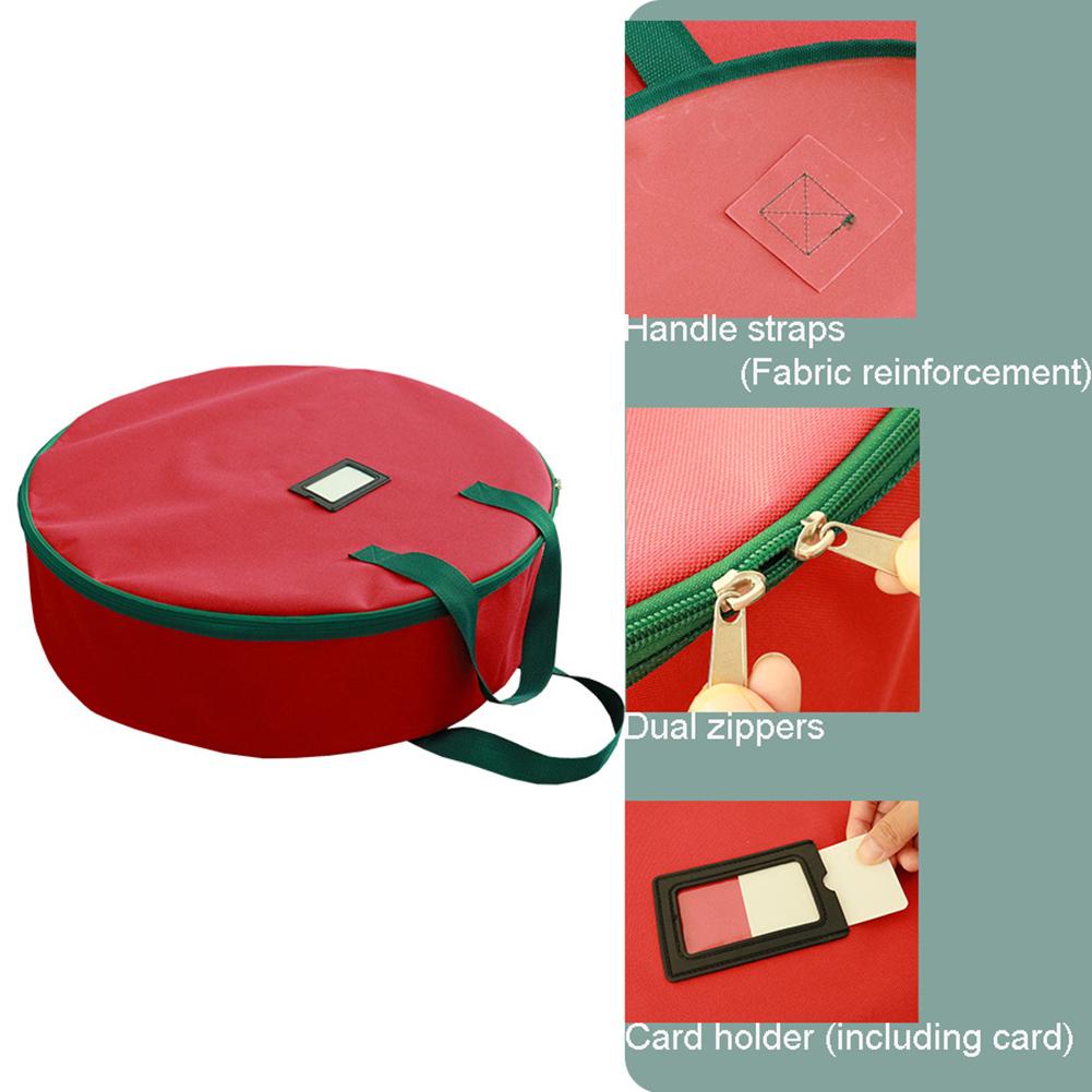 Christmas Wreath Storage Bag Red 600D Oxford Polyester with Handles for Organizing Wreaths and Seasonal Decorations