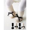 Bows Princess Stockings Learning Shoes Socks Spring-Autumn Mid-Calf Floor Shoes Socks Baby Leather Bottom Anti-Slip Socks