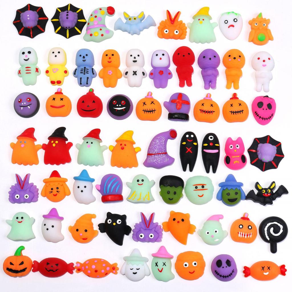 10/50Pcs Halloween Squishies Mochi Sensory Toys Soft Push Stress Relief Squeeze Toys For Kids Halloween Gifts Goodie Bag Stuffer