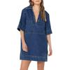 Womens  Denim Dress Summer Deep V Neck Half Sleeve Collared Loose  Jean Dress With Pockets
