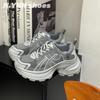 2025 new early autumn leather mesh breathable thick-soled dad shoes women's lightweight height increase casual sports shoes women's shoes