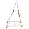 Pássaro Madeira Natural Galinha Balanço Escada Suporte Brinquedos Contas Coloridas Roer Morder Brincar