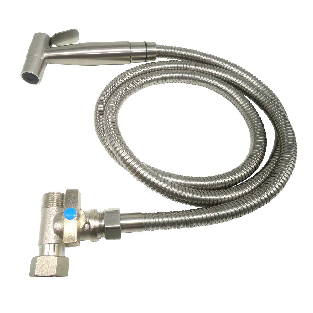 

bath&bath Toilet Cleaning Nozzle and Hose Set, Stainless Steel, Handheld, with Water Outlet Valve