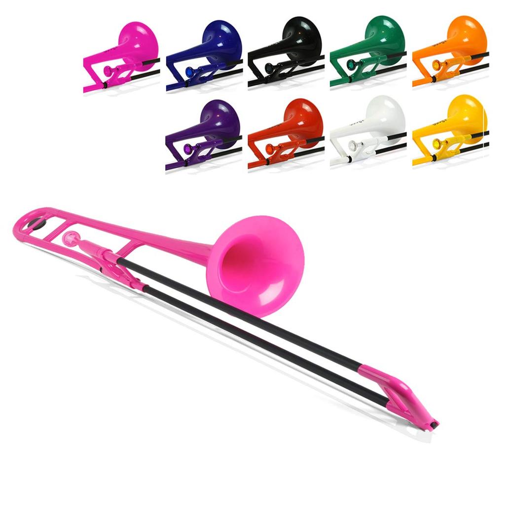 pInstruments pBONE Plastic Wind Instrument, Bb Tenor Trombone, Lightweight & Durable ABS with Bio Coating, PBONE1PNK, Pink (Includes Mouthpiece and
