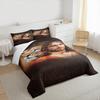 Jesus and Lion of Judah Religious Bedding set (1 duvet cover, 2 pillowcases, duvet not included), Brown Oval Portrait Art Print