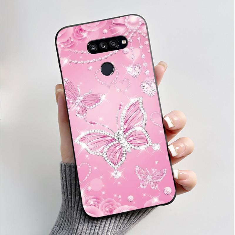 Weiche Hülle für LG K50S K40S Handyhülle LMX540HM LM-X540 LMX430HM LM-X430 Modischer Schmetterling Blume Schwarzer Silikon-Stoßfänger Abdeckung