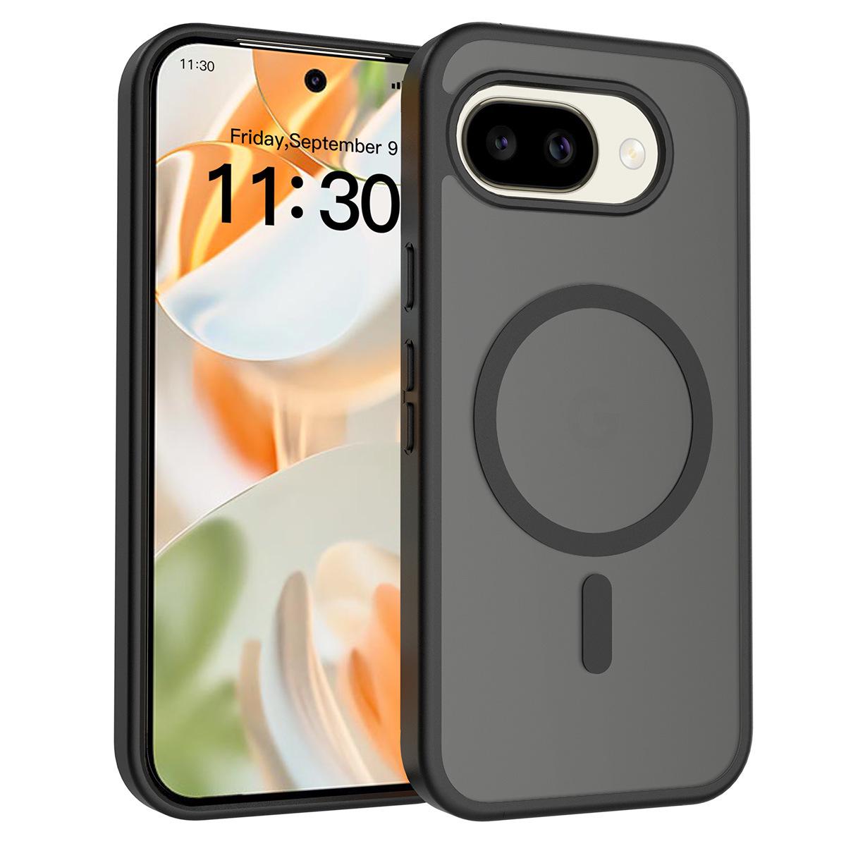 

Silver Shield Magnetic Phone Case for Google Pixel 10A - Drop-proof TPU+PC Spray Paint, Skin-feel. iPhone 16e/17e чёрный