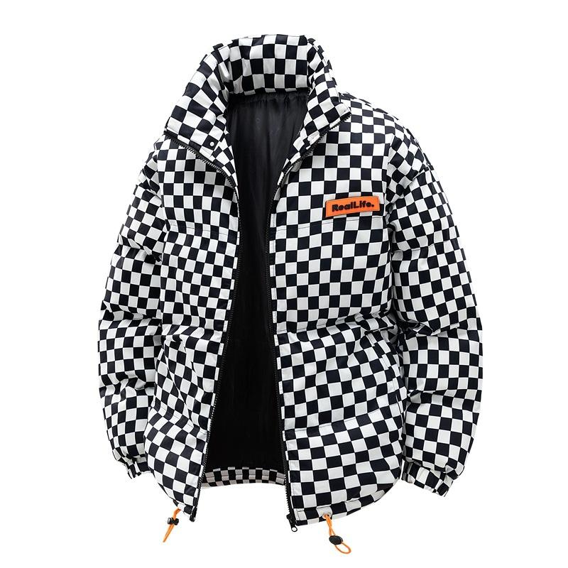 

Квадратная хлопковая одежда Мужская и женская Параграф Зимняя Свободная Утолщенная Хлопковая одежда Параграф для пары Воротник-стойка Хлопковая куртка Мужская 5XL