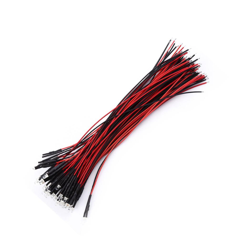 50pcs Pre Wired DC 912V 3 5 10mm Water Clear LED Diodes White Red Blue Green Light