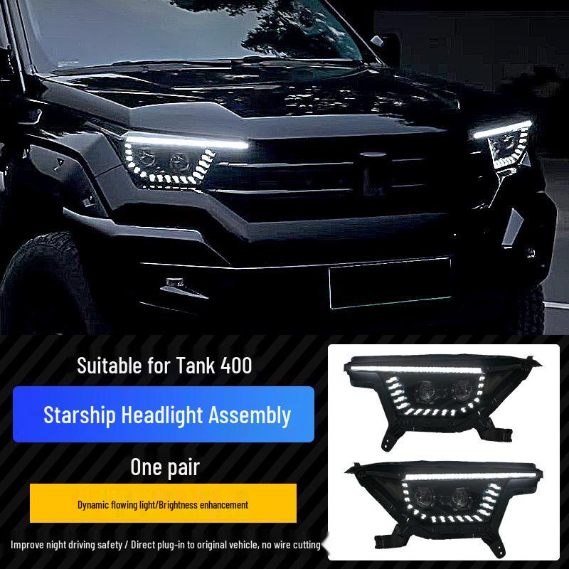 Tank 400 Hi4-T Starship Double Straight Headlight Assembly - Non-Destructive Replacement Car Lights.