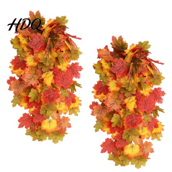 Thanksgiving Party Supplies Artificial Maple Leaf Vines Realistic Flexible Autumn Garland Fall Rustic Home Accents Decoration Seasonal Rattan
