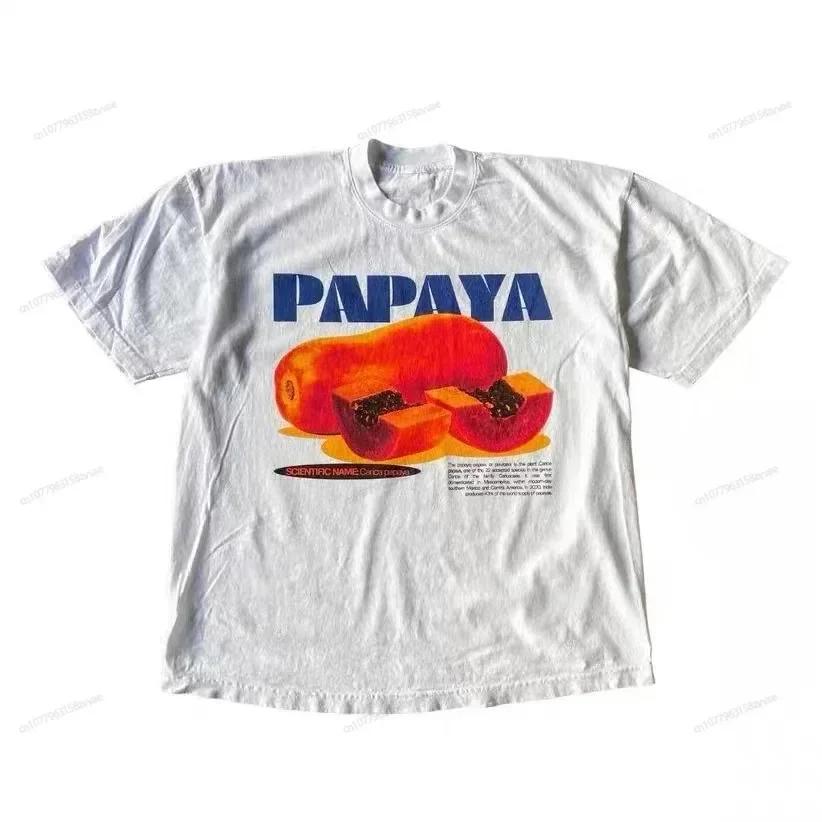 2025 Summer Cherry Pattern Print Washed Round Neck T-shirt Gothic Classic Y2K Plus Size Women's T-shirt Oversized Cotton T-shirt